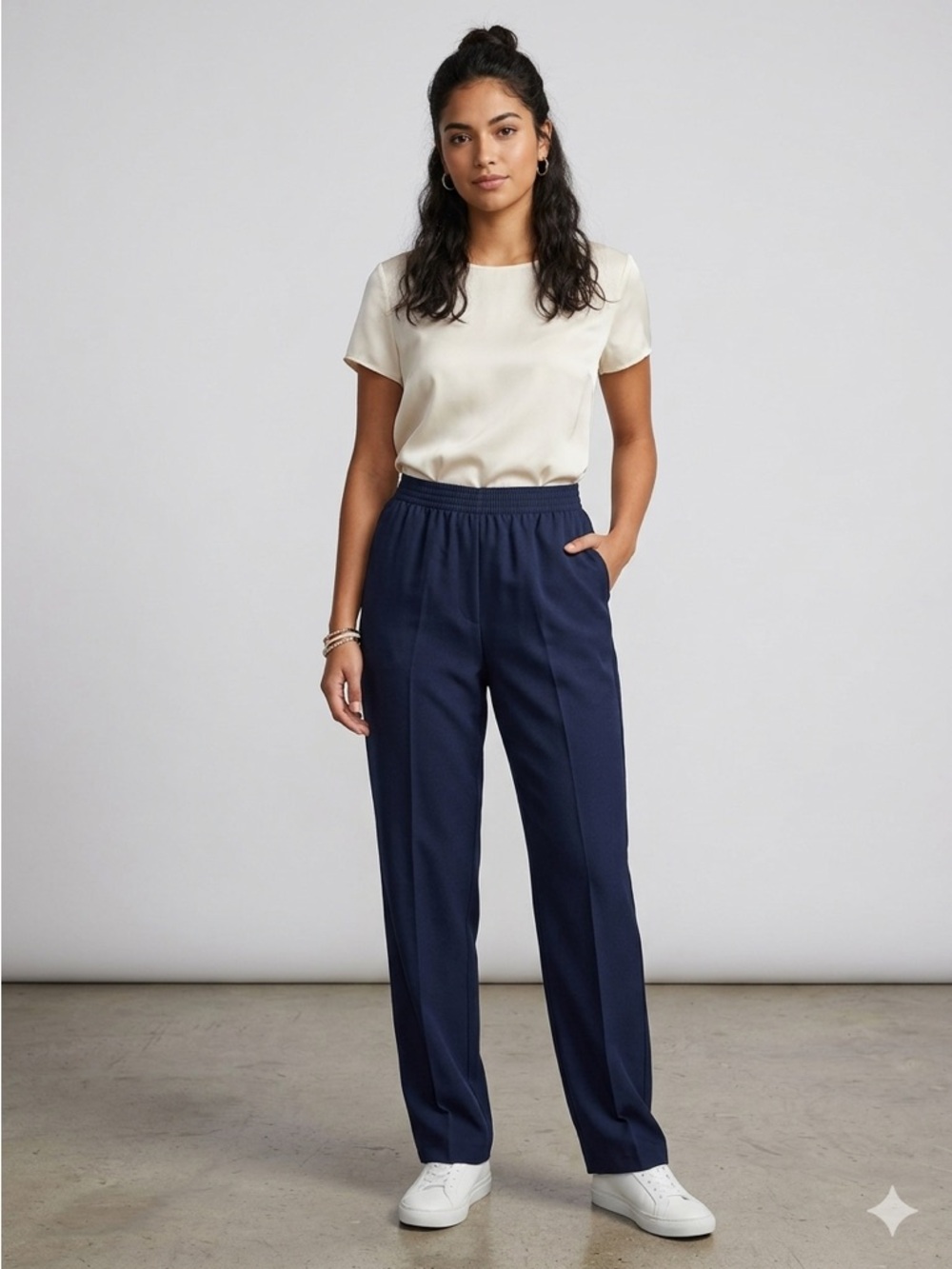 Bon Worth Blue Pull-On Straight Leg Pants